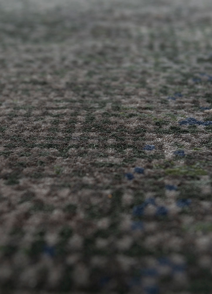 afterglow by kavi grey and black bamboo silk hand knotted Rug - CloseUp