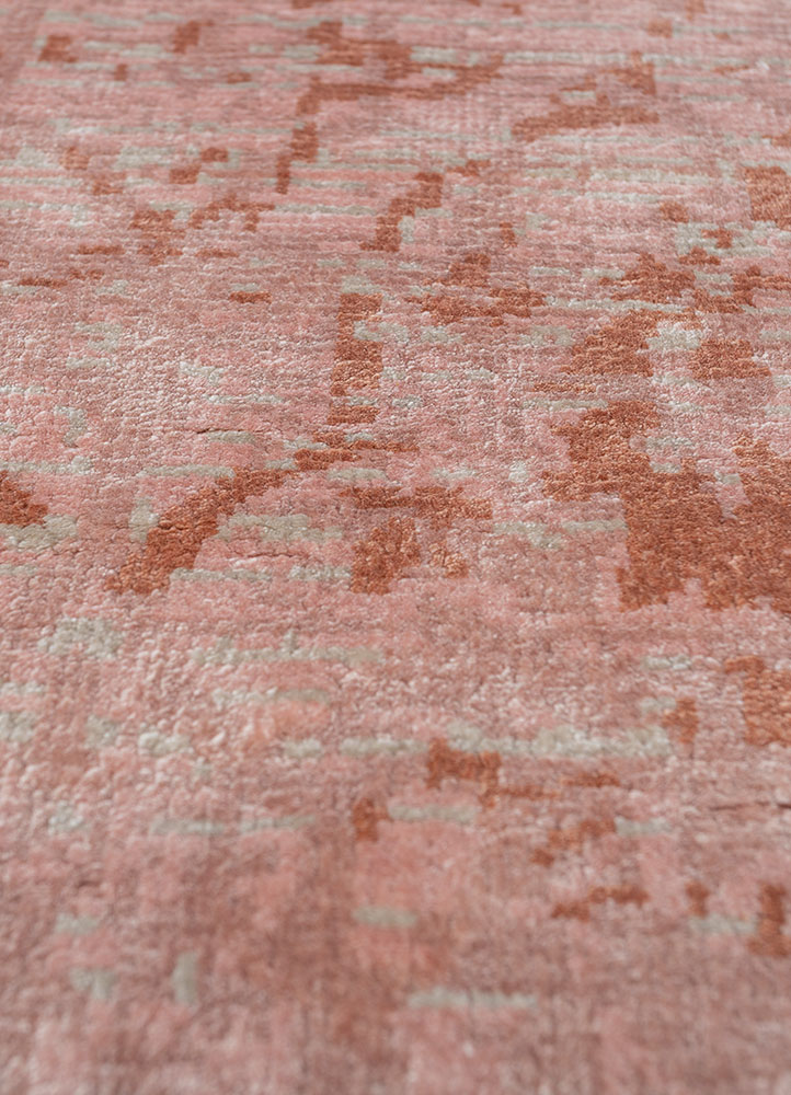far east ivory bamboo silk hand knotted Rug - CloseUp