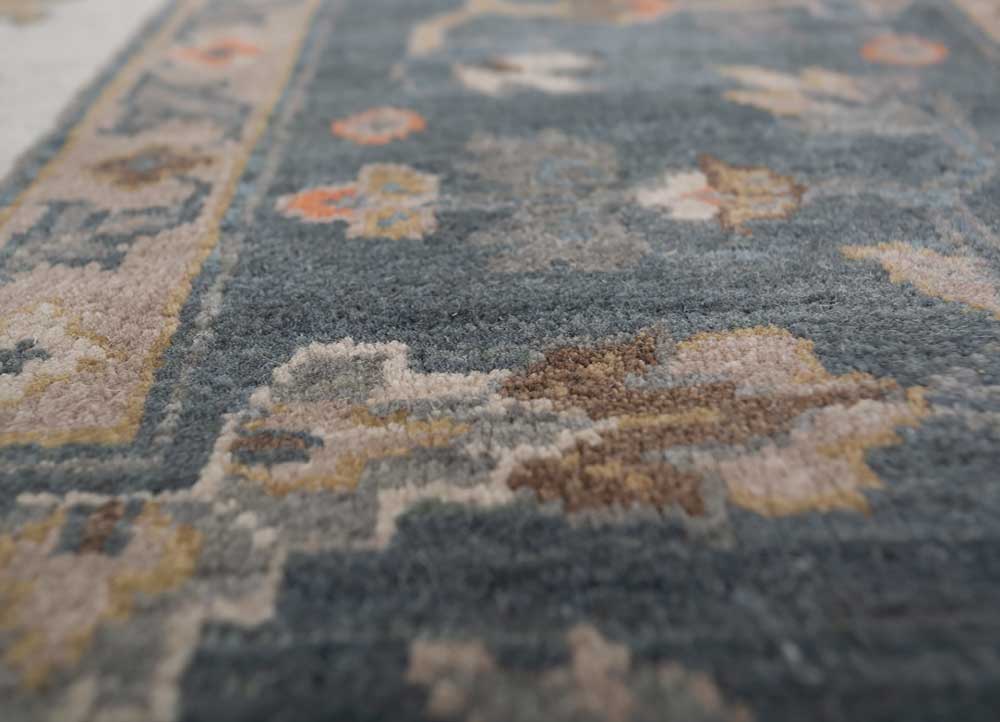 cyanna ivory wool hand knotted Rug - CloseUp