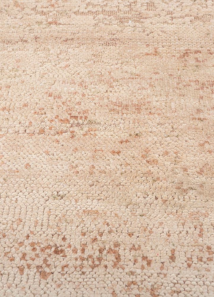entropy pink and purple afghan wool and silk hand knotted Rug - CloseUp