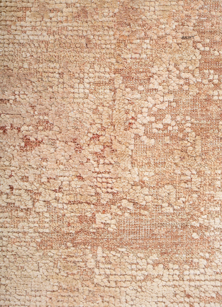 entropy red and orange wool and silk hand knotted Rug - CloseUp
