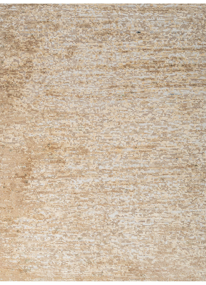 entropy ivory wool and silk hand knotted Rug - CloseUp