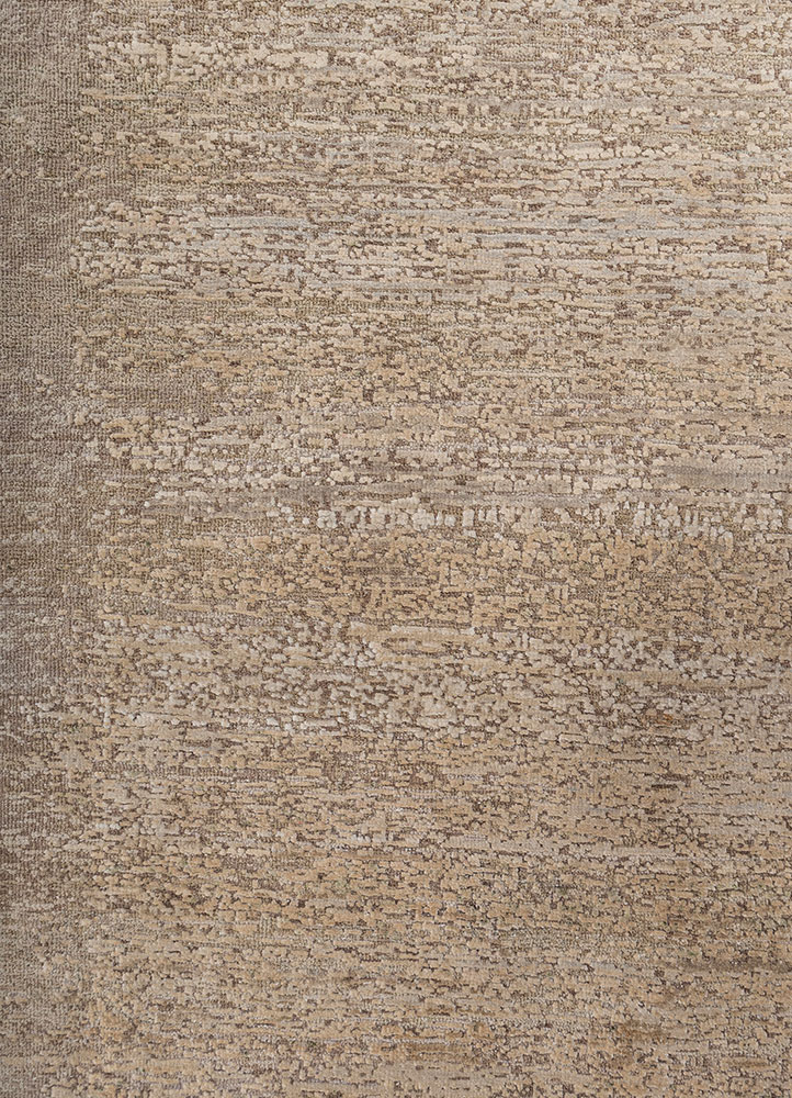 entropy ivory wool and silk hand knotted Rug - CloseUp
