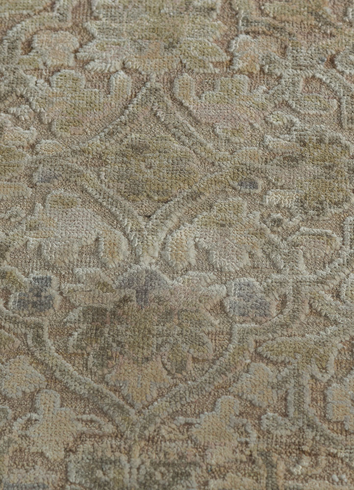 viscaya ivory afghan wool and silk hand knotted Rug - CloseUp