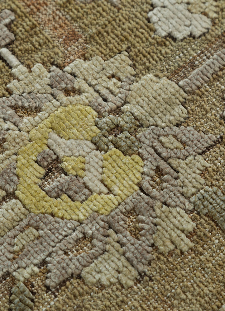 viscaya gold afghan wool and silk hand knotted Rug - CloseUp