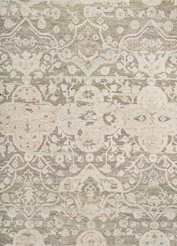 viscaya blue afghan wool and silk hand knotted Rug - CloseUp