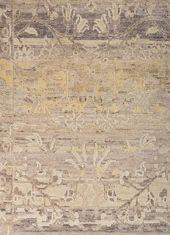 viscaya ivory afghan wool and silk hand knotted Rug - CloseUp