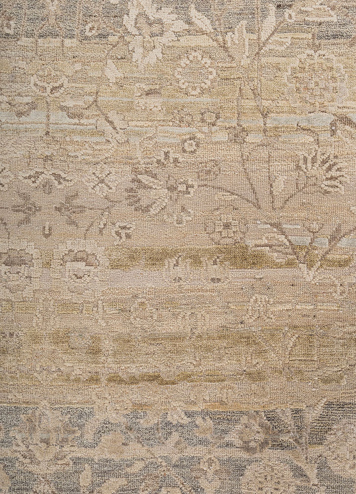 viscaya ivory afghan wool and silk hand knotted Rug - CloseUp