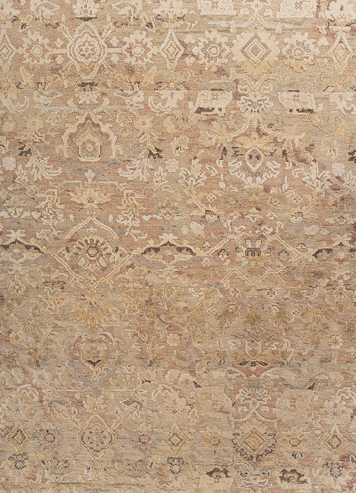 viscaya pink and purple afghan wool and silk hand knotted Rug - CloseUp