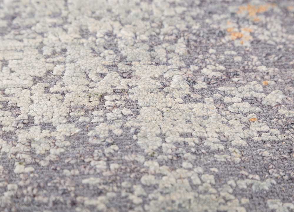 far east blue afghan wool and silk hand knotted Rug - CloseUp
