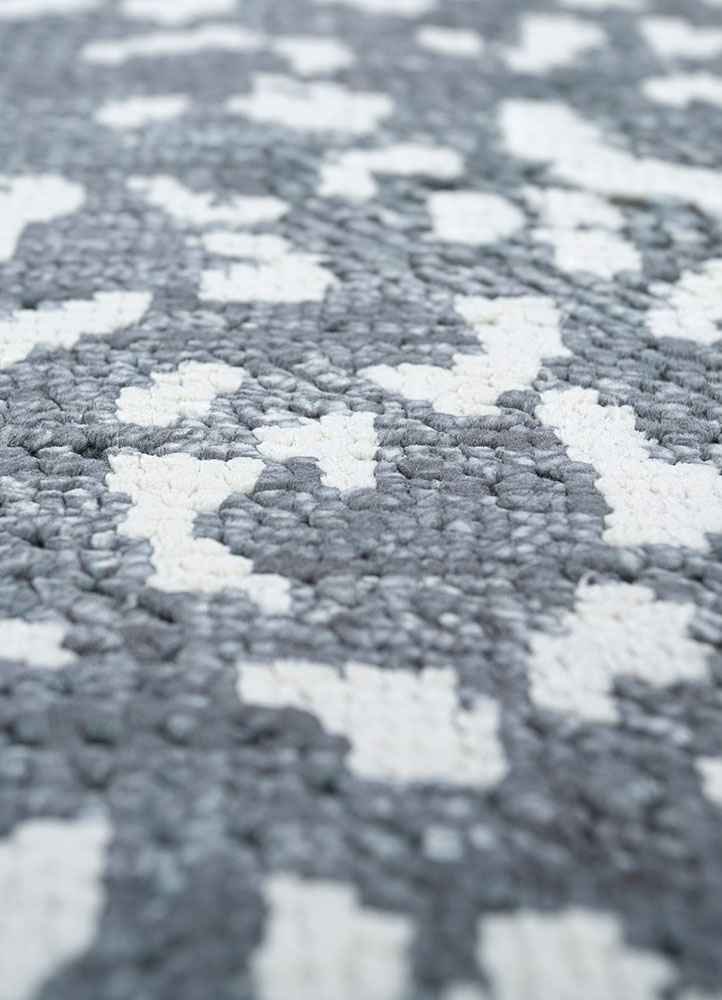 entropy grey and black afghan wool and silk hand knotted Rug - CloseUp