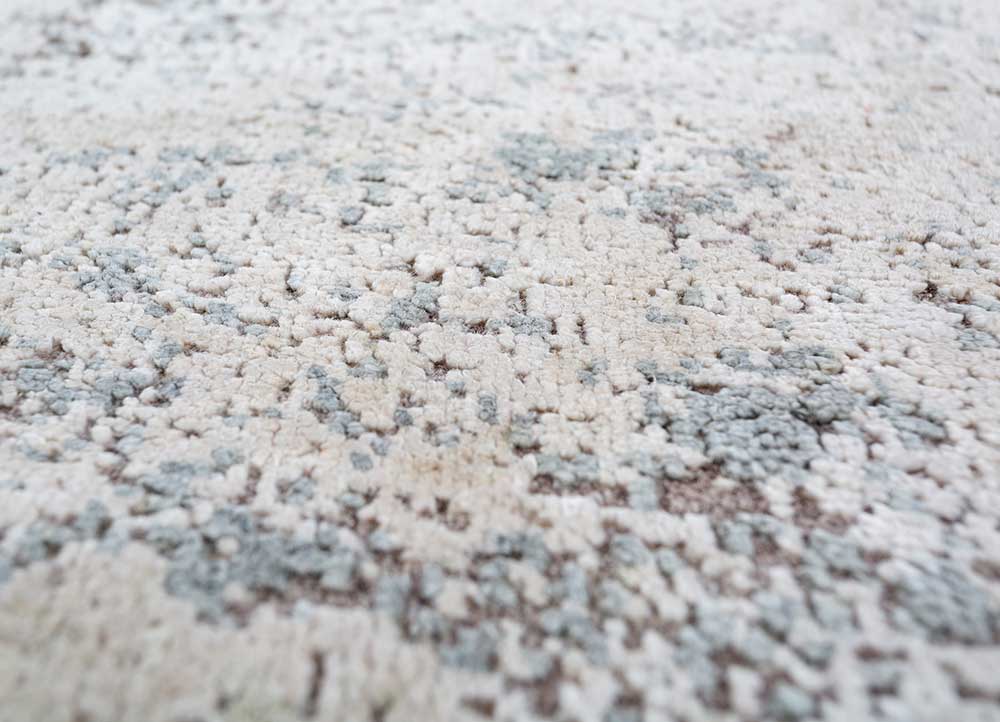 entropy ivory afghan wool and silk hand knotted Rug - CloseUp