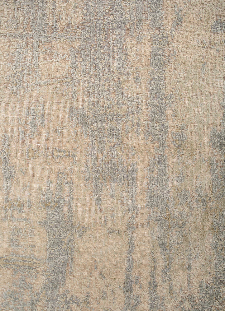 entropy ivory wool and silk hand knotted Rug - CloseUp