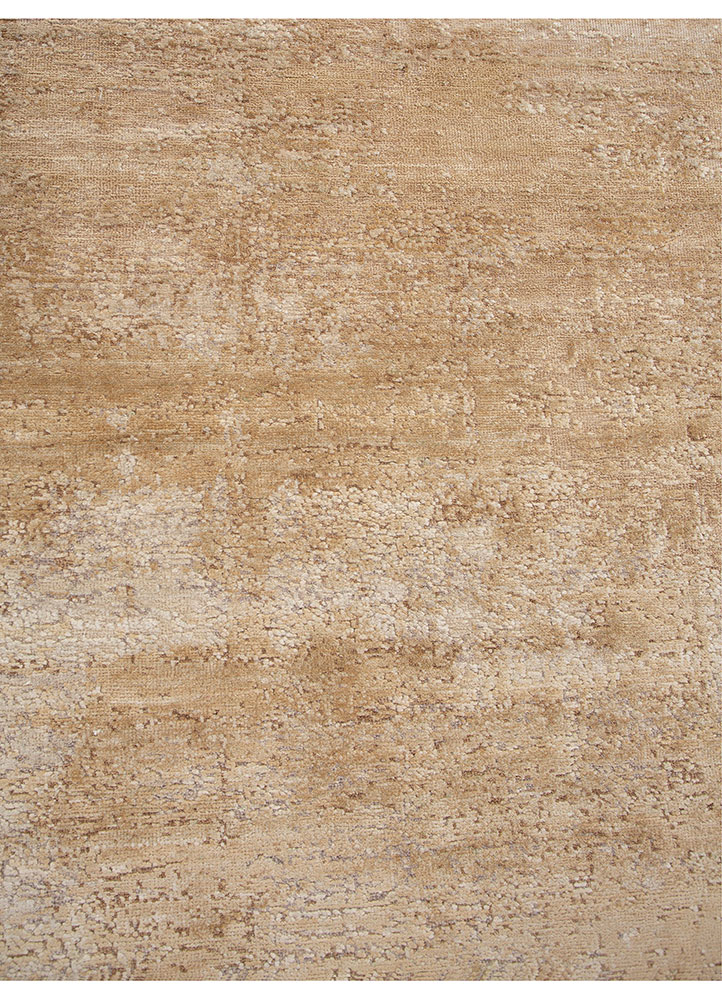 entropy ivory wool and silk hand knotted Rug - CloseUp
