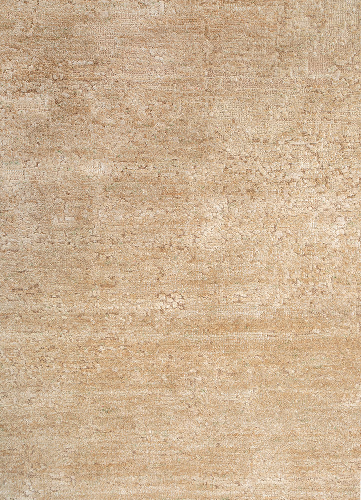 entropy ivory wool and silk hand knotted Rug - CloseUp