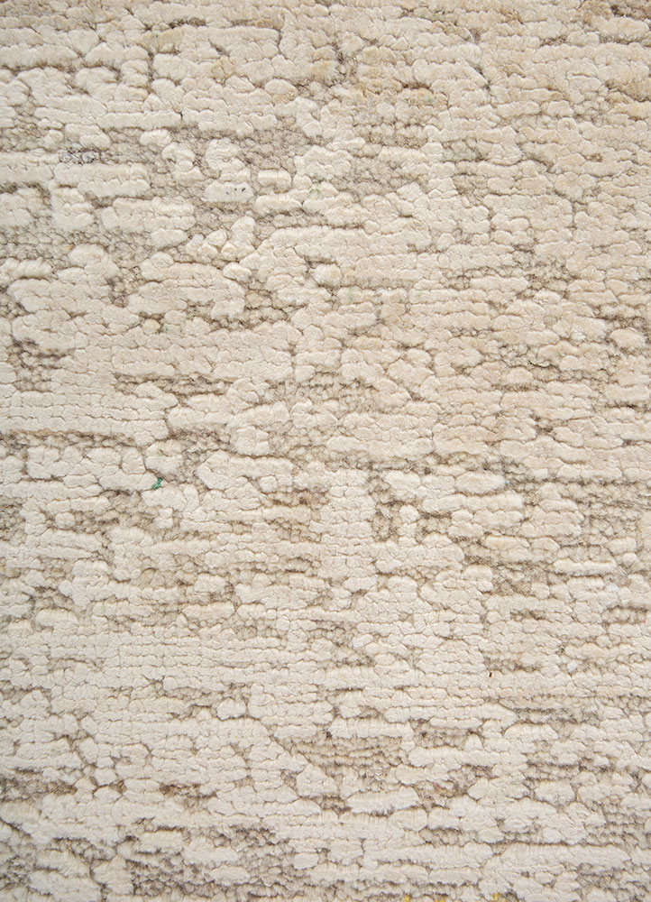 entropy beige and brown wool and silk hand knotted Rug - CloseUp
