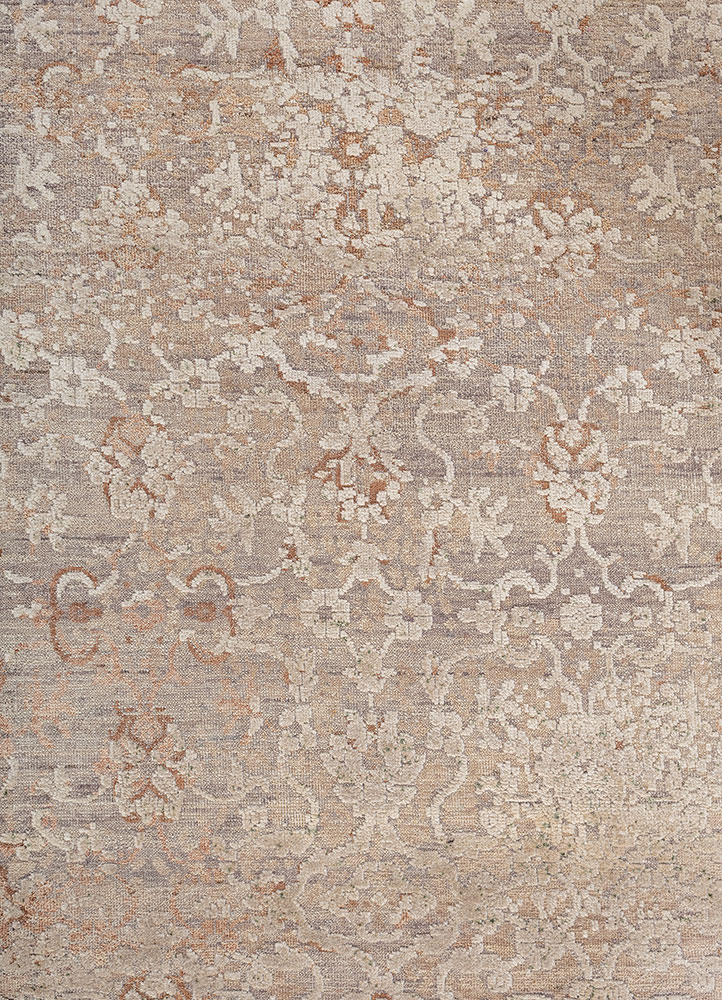 far east blue afghan wool and silk hand knotted Rug - CloseUp