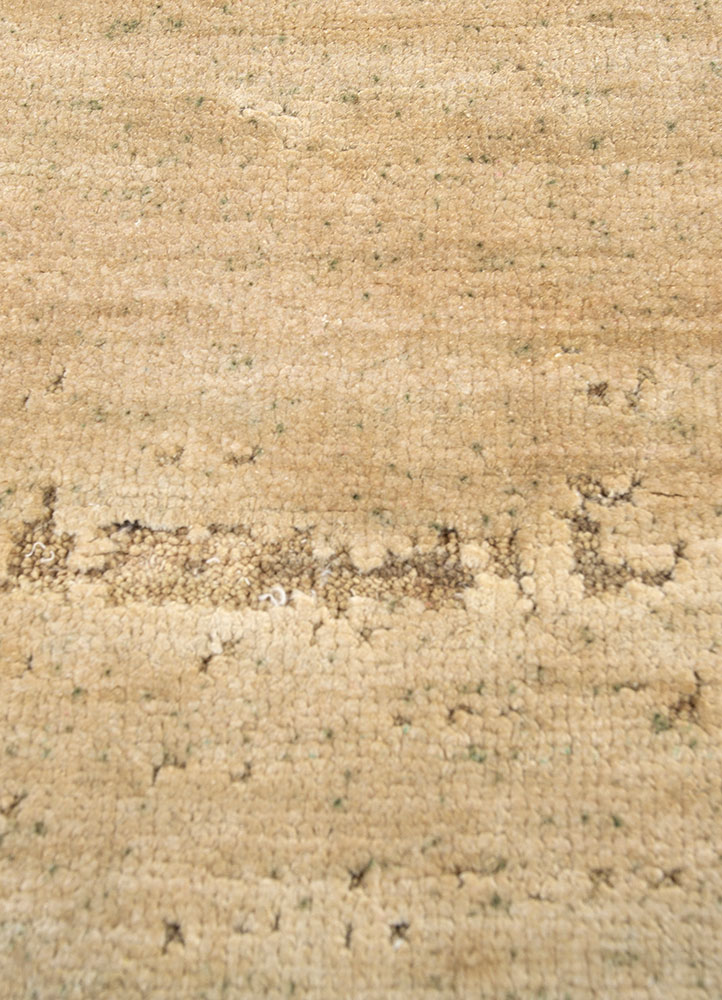 entropy gold afghan wool and silk hand knotted Rug - CloseUp