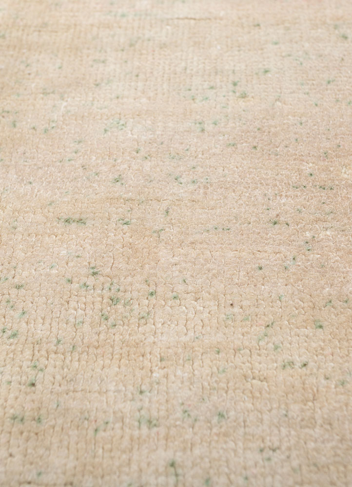 entropy ivory afghan wool and silk hand knotted Rug - CloseUp