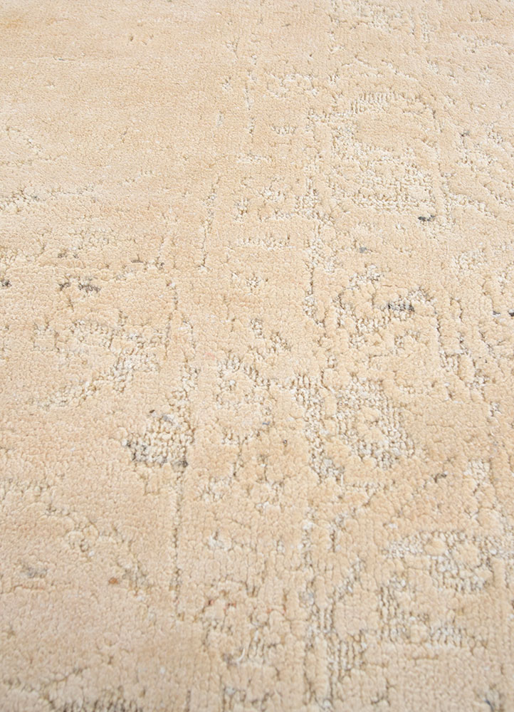 far east ivory afghan wool and silk hand knotted Rug - CloseUp