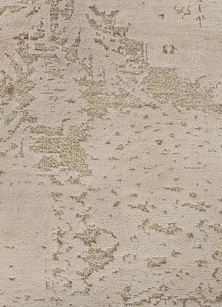 far east ivory afghan wool and silk hand knotted Rug - CloseUp