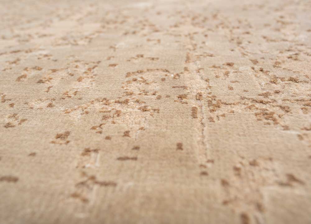 entropy beige and brown wool and bamboo silk hand knotted Rug - CloseUp