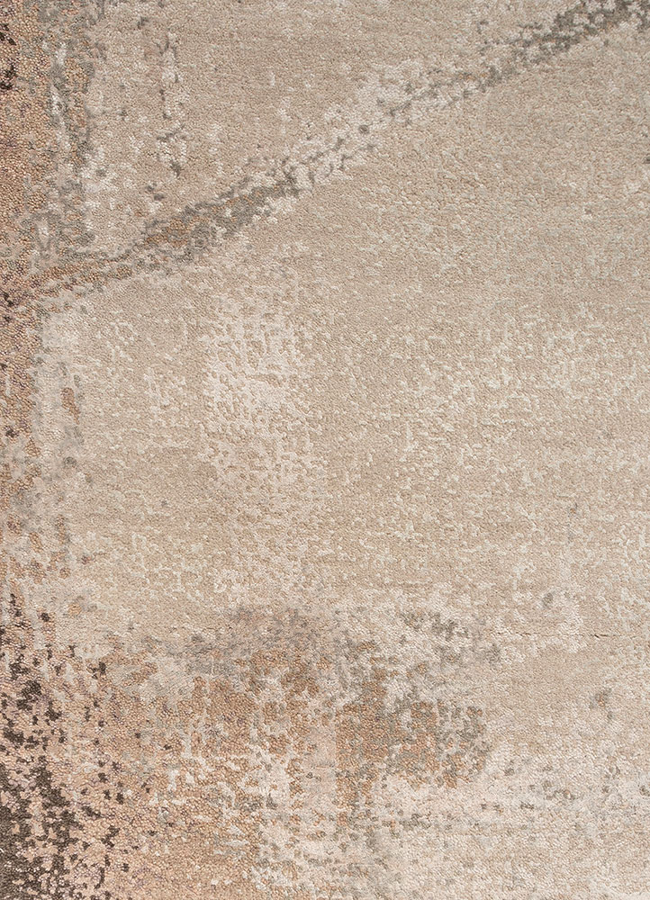 entropy ivory wool and bamboo silk hand knotted Rug - CloseUp