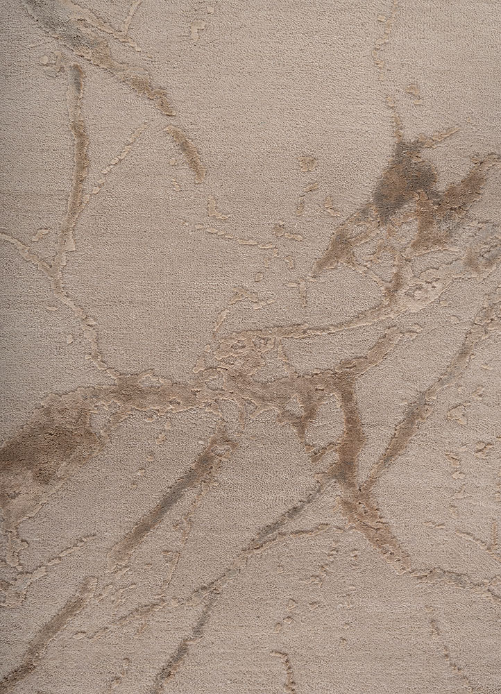 urban pause by kavi ivory wool and bamboo silk hand knotted Rug - CloseUp