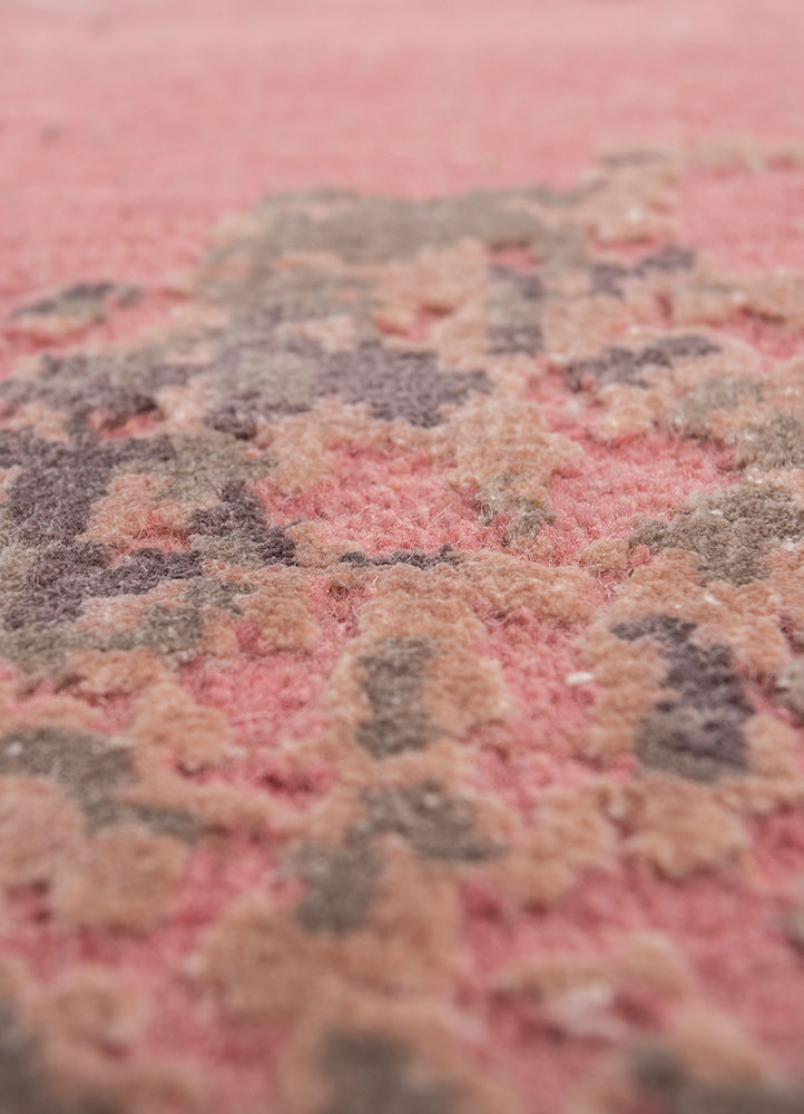 project error by kavi pink and purple wool and bamboo silk hand knotted Rug - CloseUp