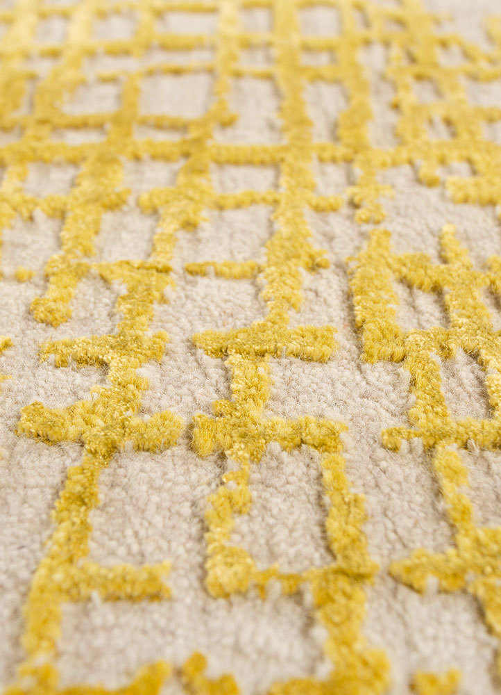 project error by kavi gold wool and bamboo silk hand knotted Rug - CloseUp