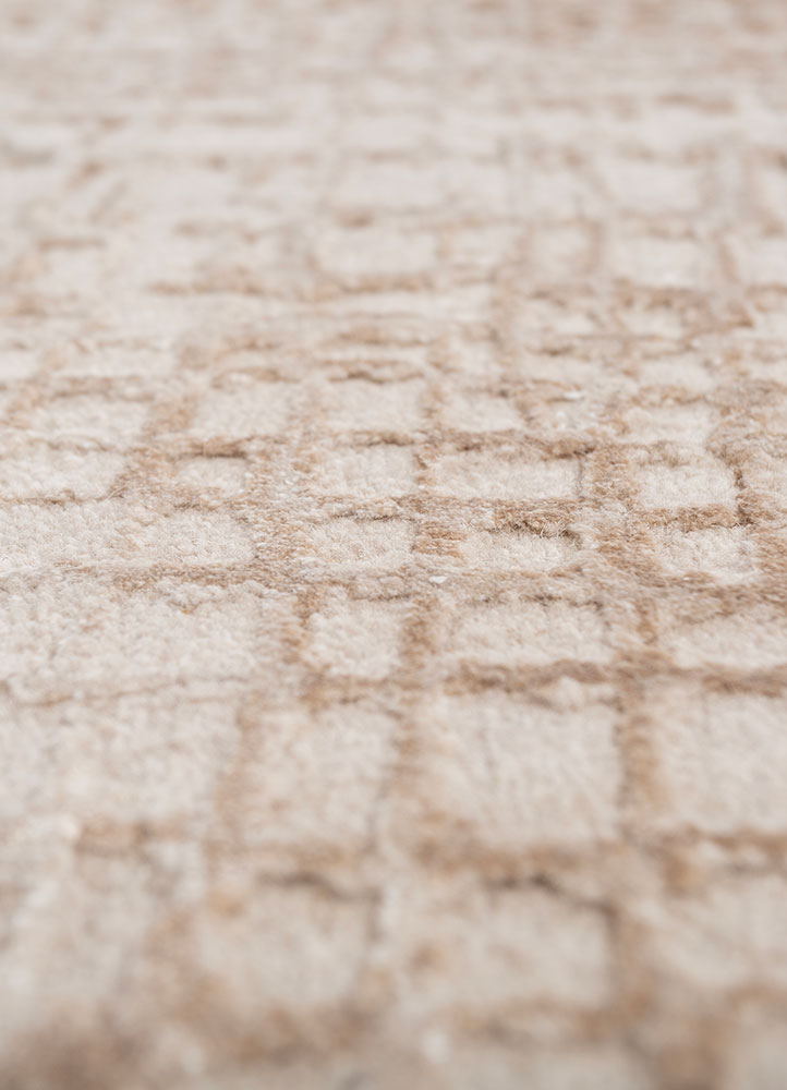 project error by kavi ivory wool and bamboo silk hand knotted Rug - CloseUp