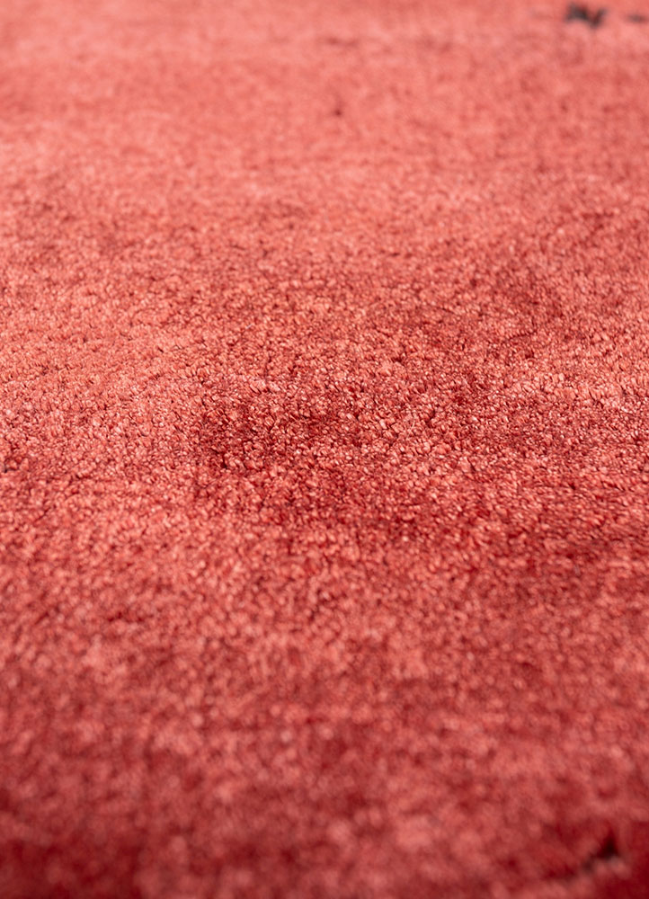 chaos theory by kavi red and orange wool and bamboo silk hand knotted Rug - CloseUp