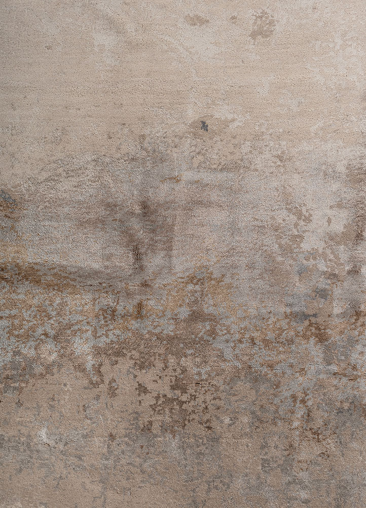 chaos theory by kavi ivory wool and bamboo silk hand knotted Rug - CloseUp