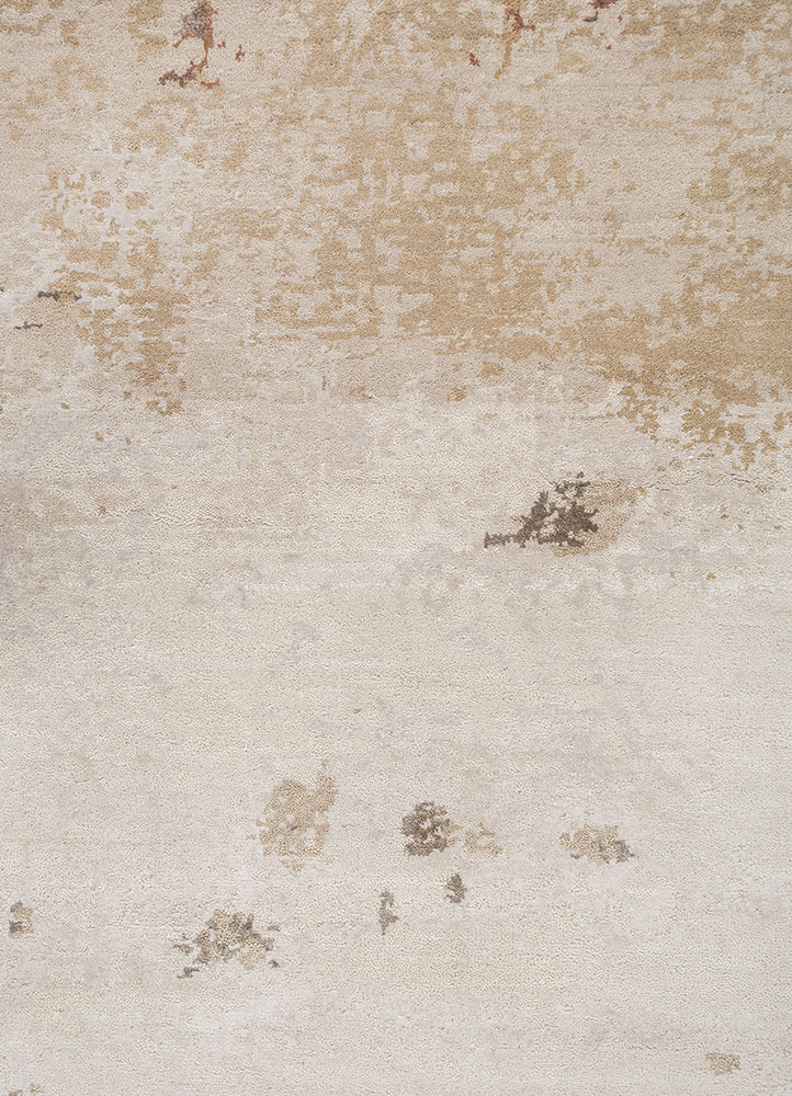 chaos theory by kavi ivory wool and bamboo silk hand knotted Rug - CloseUp