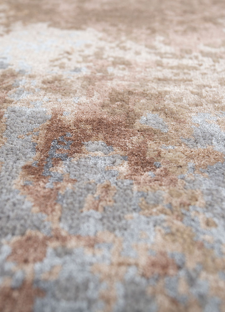chaos theory by kavi grey and black wool and bamboo silk hand knotted Rug - CloseUp
