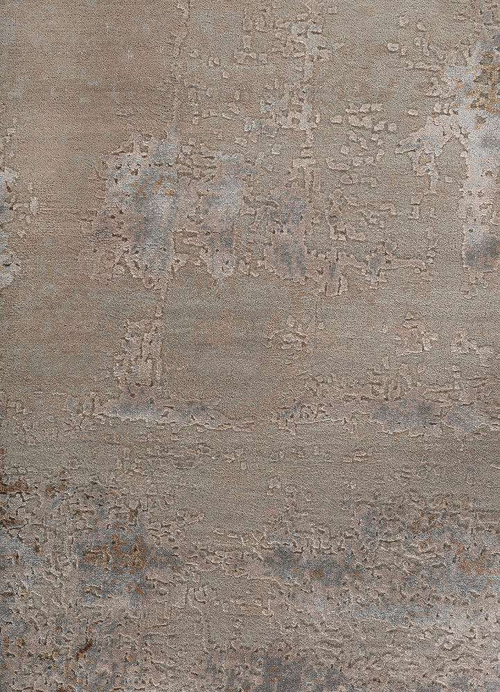 chaos theory by kavi grey and black wool and bamboo silk hand knotted Rug - CloseUp