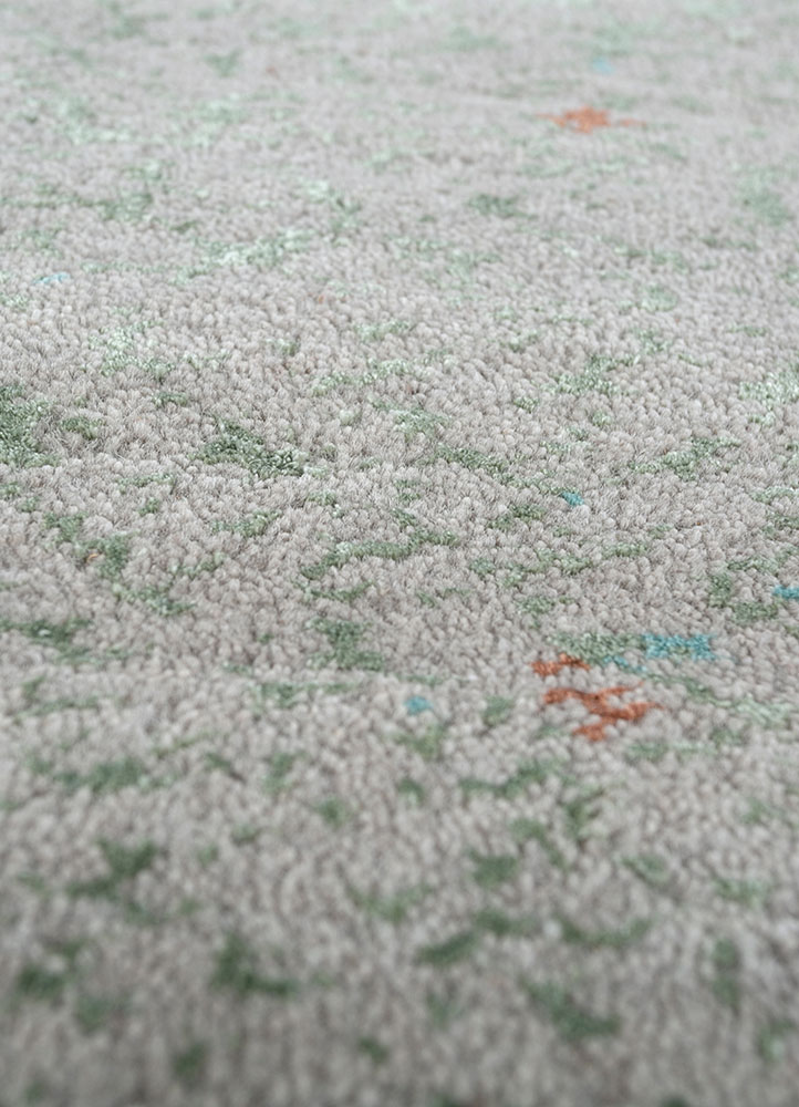 chaos theory by kavi grey and black wool and bamboo silk hand knotted Rug - CloseUp