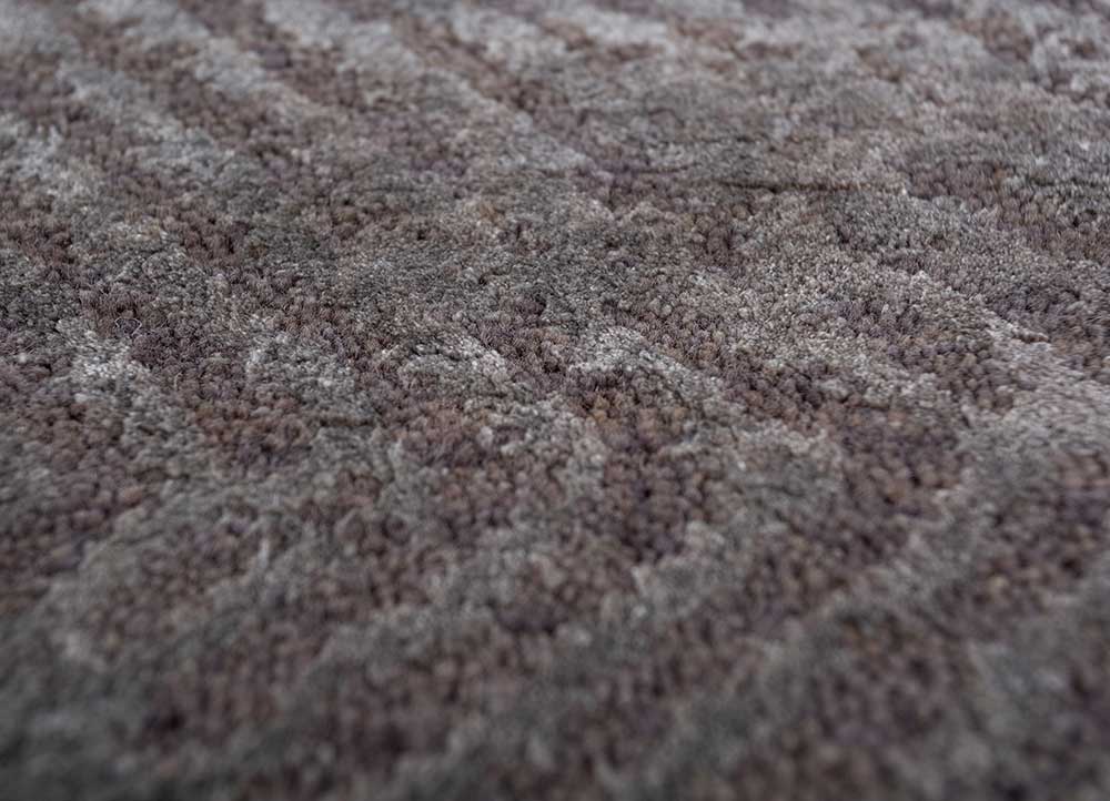 urban pause by kavi grey and black wool and bamboo silk hand knotted Rug - CloseUp
