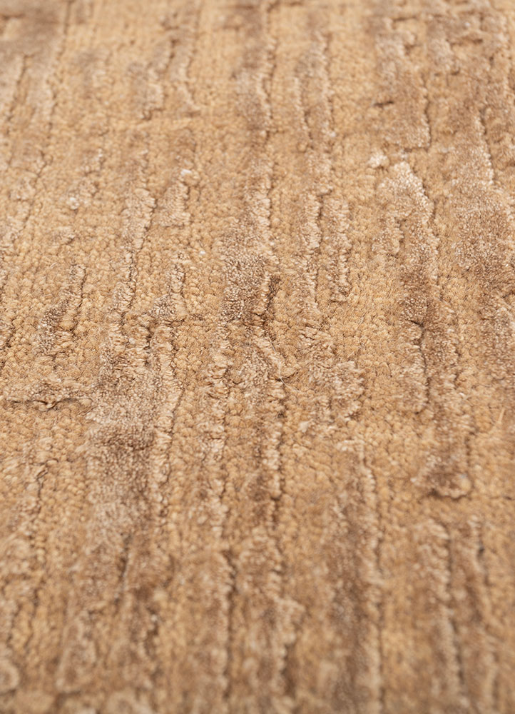 free verse by kavi beige and brown wool and bamboo silk hand knotted Rug - CloseUp