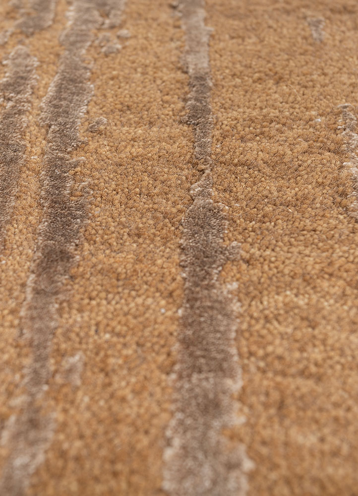 free verse by kavi beige and brown wool and bamboo silk hand knotted Rug - CloseUp