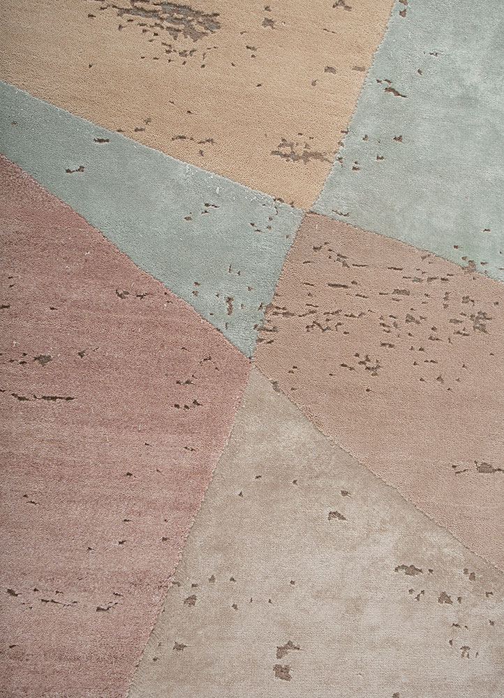 unfold by kavi pink and purple wool and bamboo silk hand knotted Rug - CloseUp
