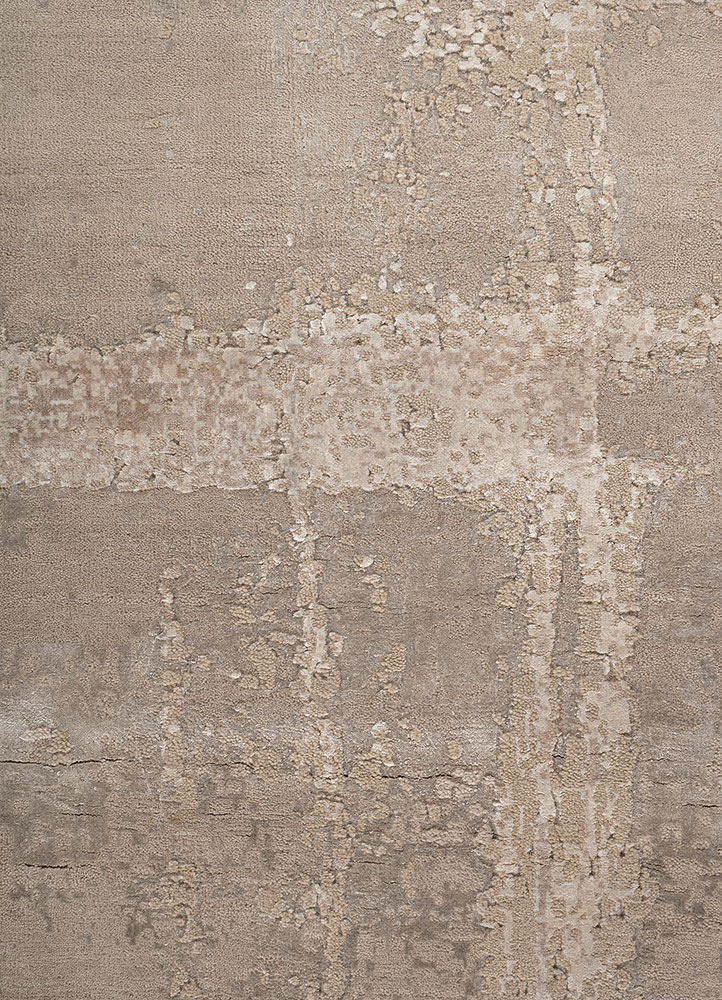 aprezo ivory wool and bamboo silk hand knotted Rug - CloseUp