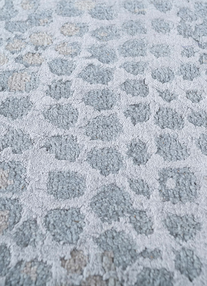 chaos theory by kavi grey and black wool and bamboo silk hand knotted Rug - CloseUp