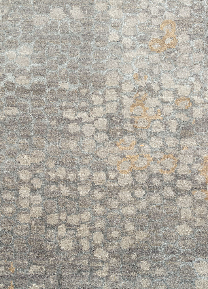 chaos theory by kavi grey and black wool and bamboo silk hand knotted Rug - CloseUp