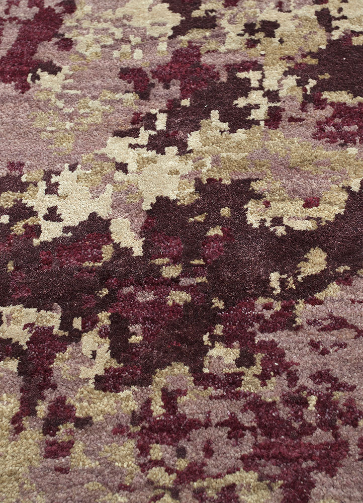 chaos theory by kavi pink and purple wool and bamboo silk hand knotted Rug - CloseUp