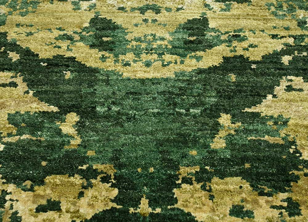 chaos theory by kavi green wool and bamboo silk hand knotted Rug - CloseUp