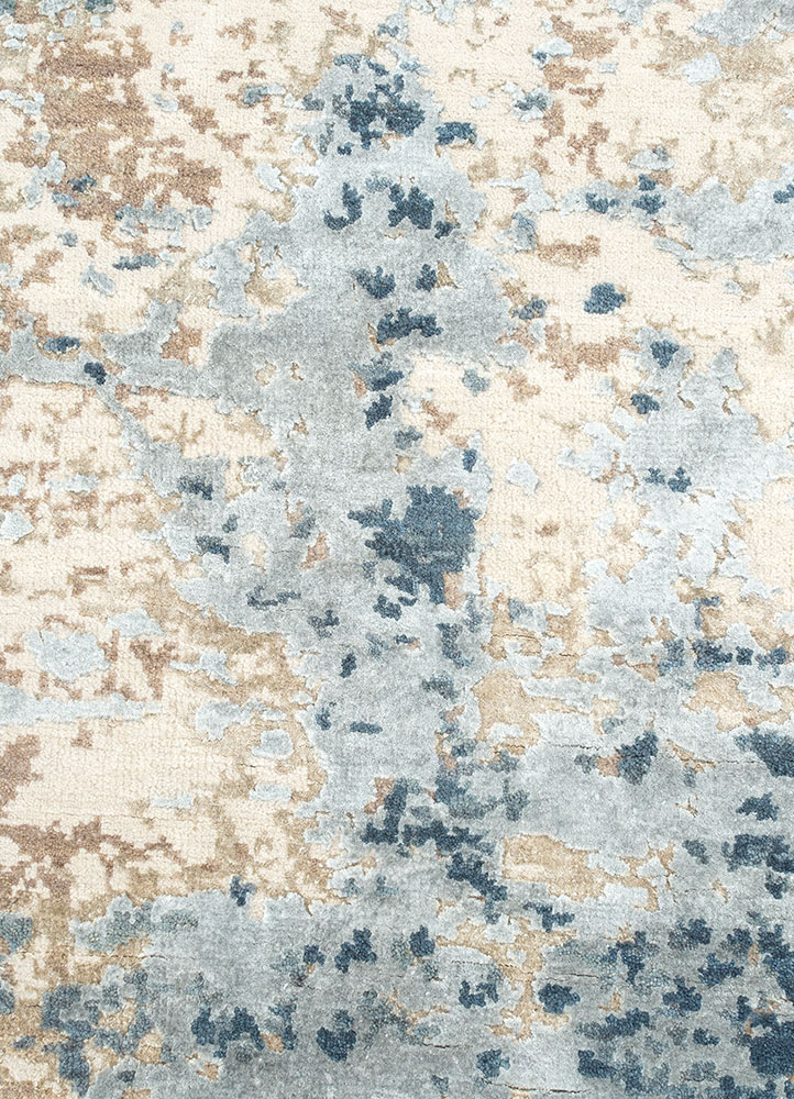 chaos theory by kavi beige and brown wool and bamboo silk hand knotted Rug - CloseUp