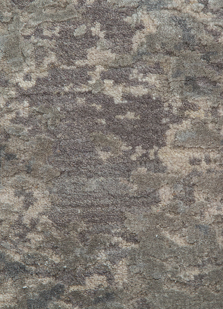 chaos theory by kavi grey and black wool and bamboo silk hand knotted Rug - CloseUp