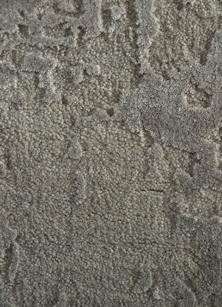 chaos theory by kavi grey and black wool and bamboo silk hand knotted Rug - CloseUp