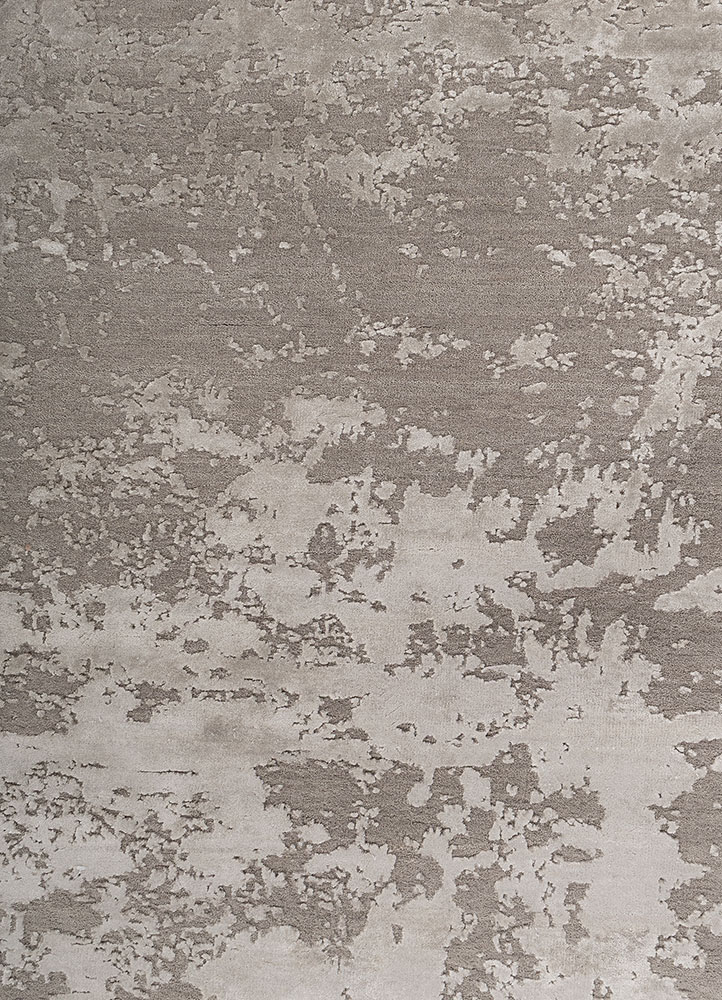 project error by kavi beige and brown wool and bamboo silk hand knotted Rug - CloseUp